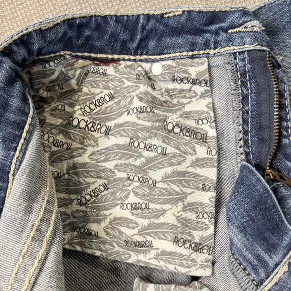 Rock & Roll Denim Womens Blue Jeans Mid Rise Riding Bootcut Leg Cowgirl W26 L36 - Picture 9 of 13